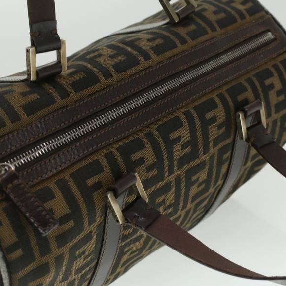 FENDI Zucca Canvas Hand Bag Brown Black Auth 36763 - Picture 7 of 16